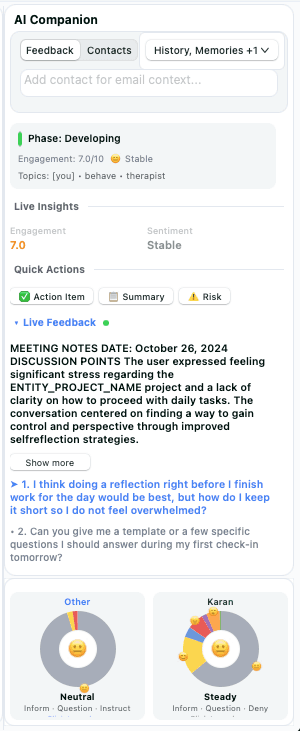 AI suggests; you decide — companion panel